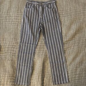 Brandy Melville John Galt Striped Blue High-Rise Tapered Pants